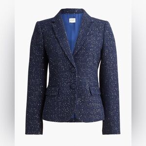 J. Crew Women's Sequin Tweed Schoolboy Navy Blazer Size 18 Party Cocktail Date